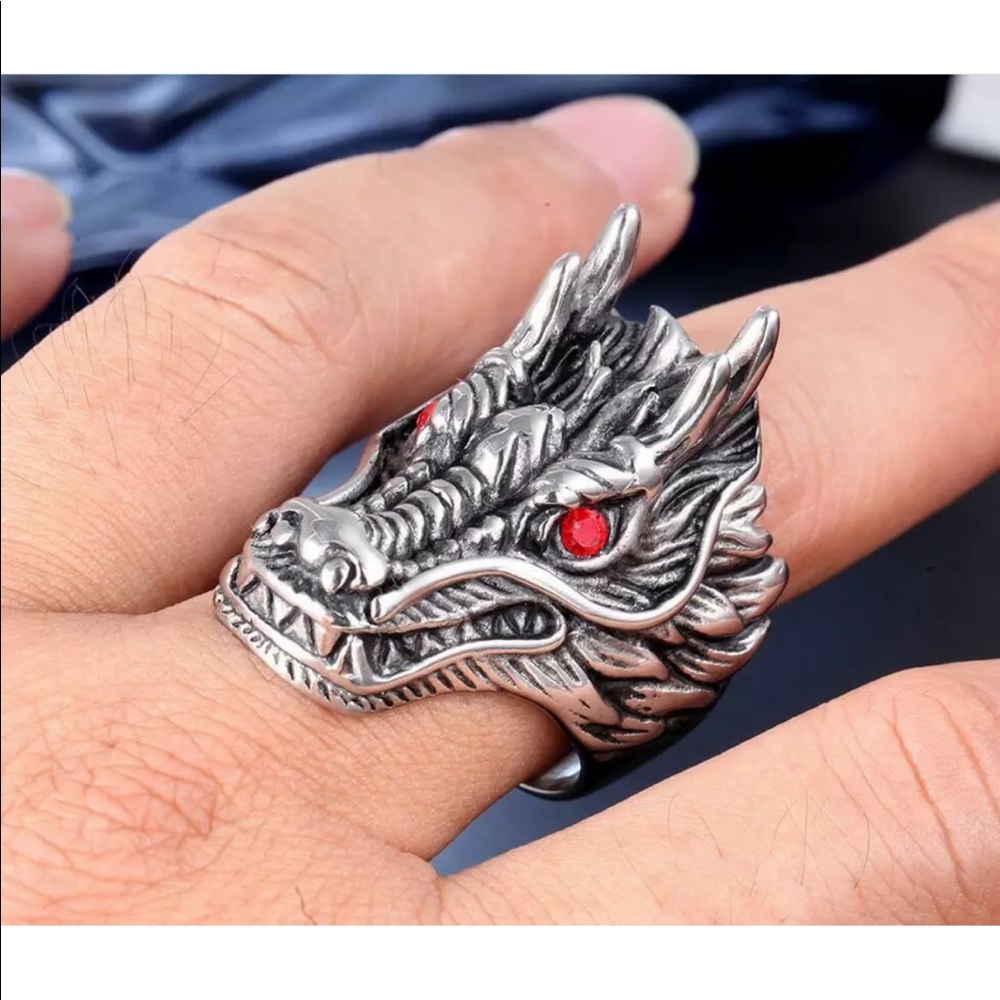 Size 11 Stainless Steel Dragon Biker Ring NEW - Picture 2 of 9